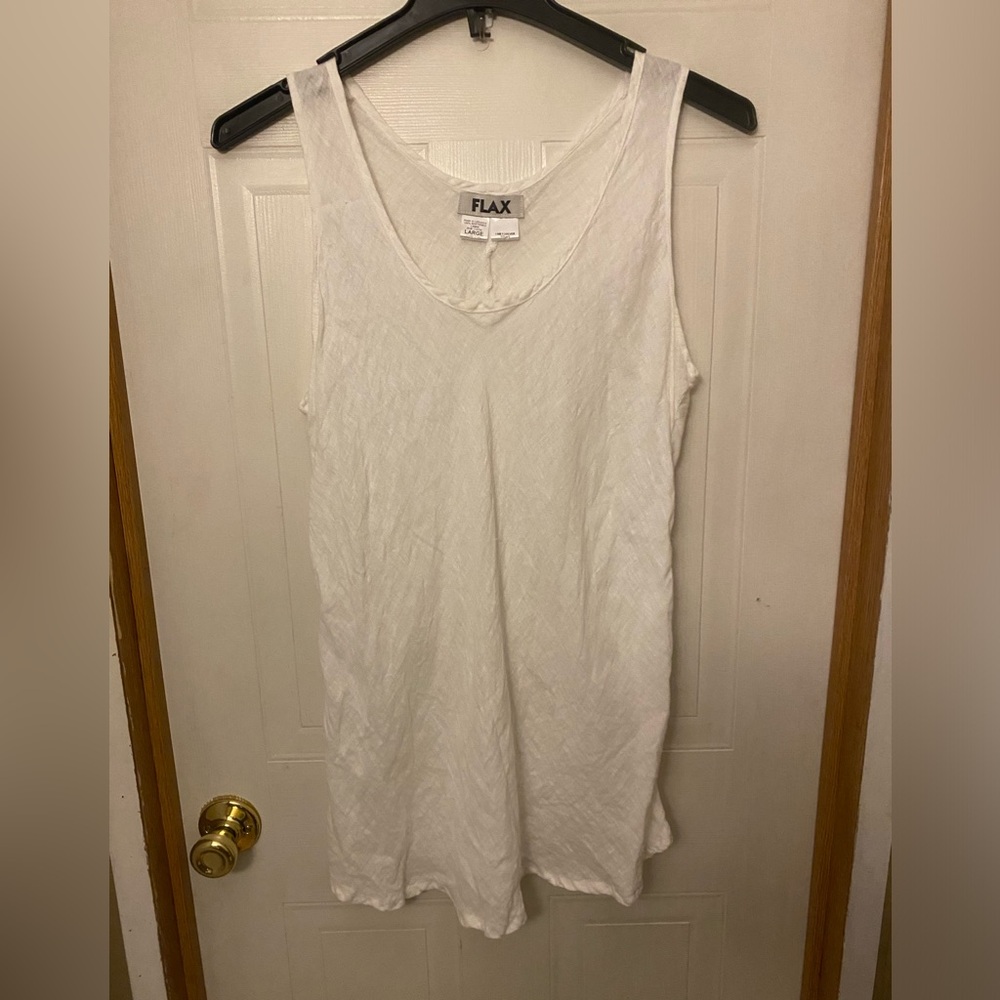 Flax White Linen Scoop Neck Tunic